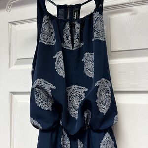 Sam Edelman Navy Print Sleeveless Jumpsuit sz S EUC